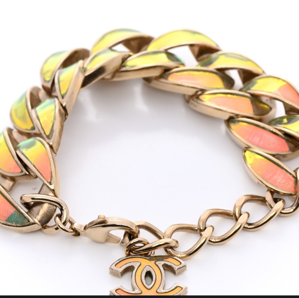 CHANEL IRIDESCENT CHUNKY CHAIN LINK BRACELET UNISEX